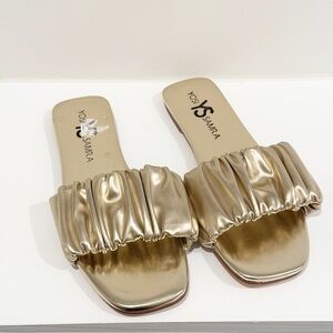 Yosi Samra Naomi Ruched Sandal - Gold size 7